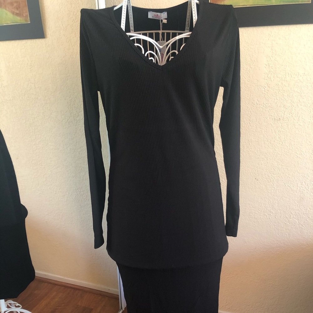 🔥Black bodycon long sleeve body perfecting dress